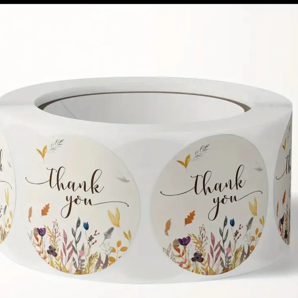 Buy Now Price - 100 Flower 1 Inch Thank You Stickers